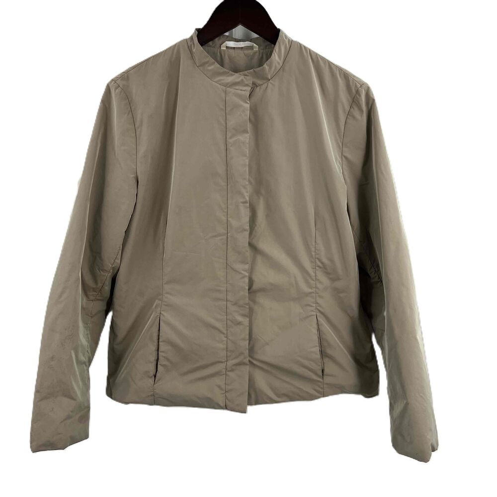 S Max Mara Jacket Beige Light Weight Button Front Bomber Style Size 12